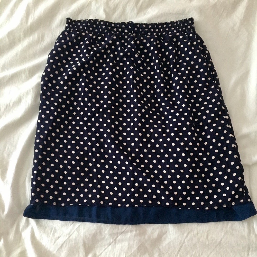Comme Toi Skirt Size Medium Blue & White Polka Dot Skirt Layered